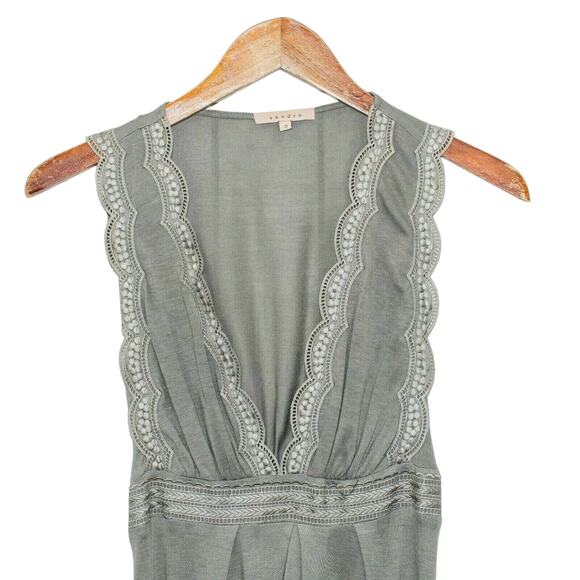 SANDRO V-neck Empire Dress Sleeveless Pale Green Size 3 - Picture 9 of 10